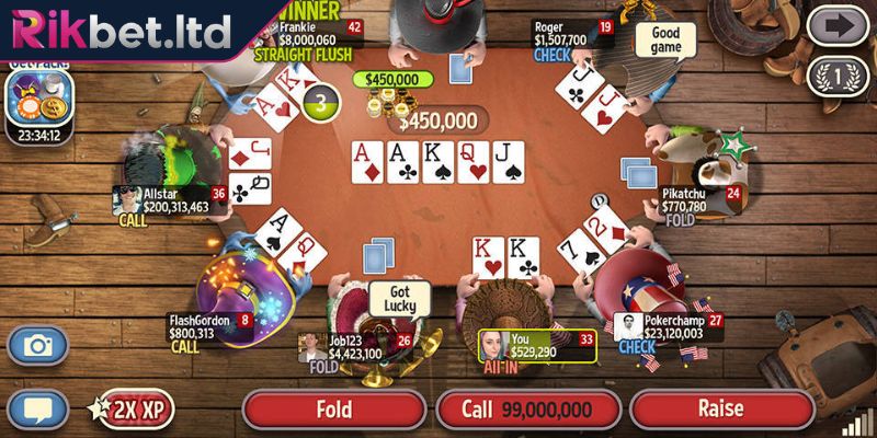 Bài rác trong Poker RIKBET với lá thấp rời rạc